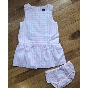 Janie & Jack 6-12M  Pink Striped Dress & Bloomers